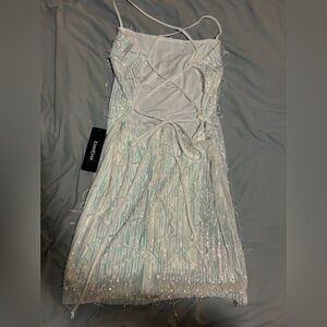NWT bebe White Sequin Dress